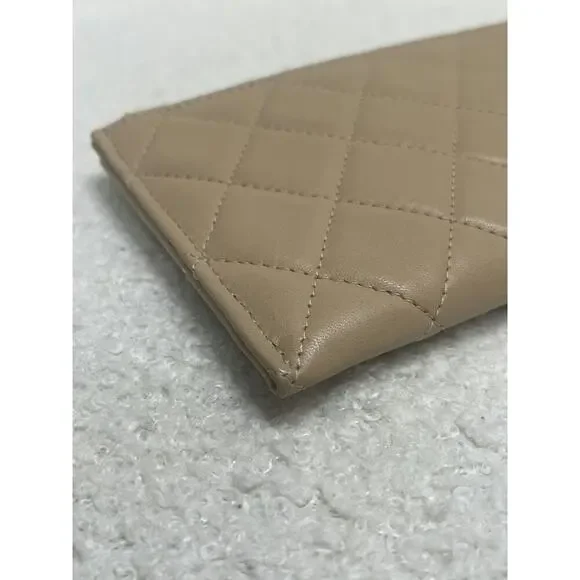 Chanel Beige Quilted Leather Zip Wallet with Authenticity Card - Picture 5 of 6
